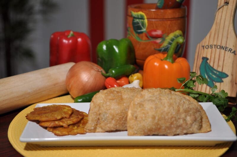 Seafood Empanada (Double), Fries, and Soda or water